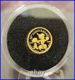 Disney Pinocchio 50th Anniversary Six 1/10 Troy Oz Gold Coin Collectors Proofset