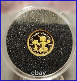 Disney Pinocchio 50th Anniversary Six 1/10 Troy Oz Gold Coin Collectors Proofset