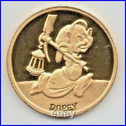 Disney Rarities Mint 1 oz. 999 Gold DOPEY from Snow Whites 50th Anniversary