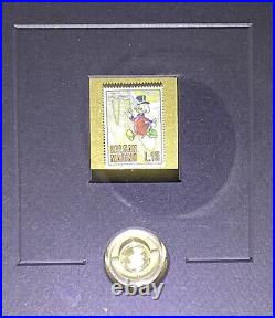 Disney Scrooge McDuck Artwork LE Commemorative Stamp and Gold Coin 917/1000