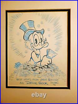 Disney Scrooge McDuck Gold coins portrait by Patrick Block hand signed NEW Frame