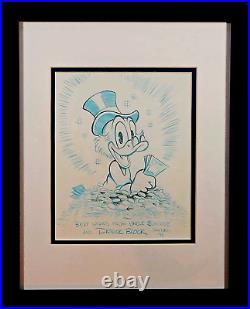 Disney Scrooge McDuck Gold coins portrait by Patrick Block hand signed NEW Frame