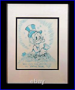 Disney Scrooge McDuck Gold coins portrait by Patrick Block hand signed NEW Frame