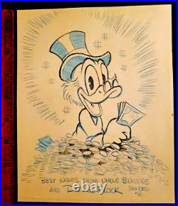 Disney Scrooge McDuck Gold coins portrait by Patrick Block hand signed NEW Frame