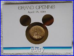 Disney TOKYO DISNEYLAND Grand Opening Gold Medallion Rare Cinderella Castle Coin
