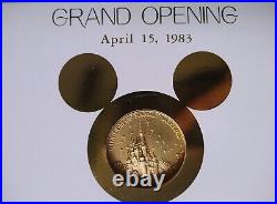 Disney TOKYO DISNEYLAND Grand Opening Gold Medallion Rare Cinderella Castle Coin