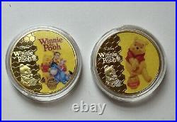 Disney Winnie the Pooh Bear & Friends Gold Plated Medal Coins