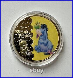 Disney Winnie the Pooh Bear & Friends Gold Plated Medal Coins