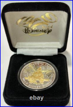 Disney World 25th Anniversary 1996 1oz Silver Coin with 24K Gold Relief #1570