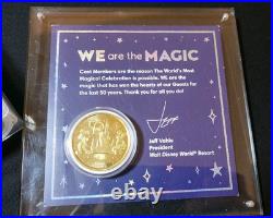 Disney World 50th Anniversary Golden Medallion Coins COMPLETE 58 withCast Member