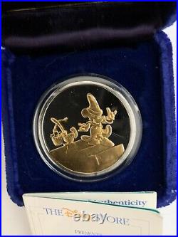 Disney's Fantasia 50th Anniversary. 999 Silver with 22K Gold Coin Sorcerer Mickey