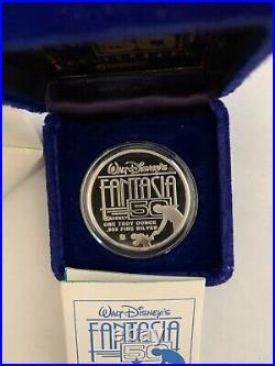 Disney's Fantasia 50th Anniversary. 999 Silver with 22K Gold Coin Sorcerer Mickey