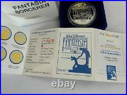 Disney's Fantasia 50th Anniversary. 999 Silver with 22K Gold Coin Sorcerer Mickey