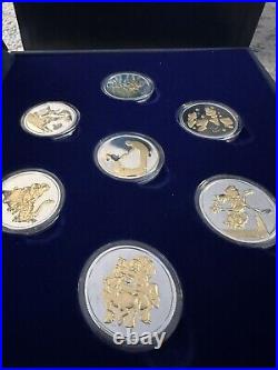 Disney's Fantasia 50th Anniversary RARE Proofset Case 7 1oz Silver Coin Gold Set