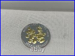 Disneyland 30th Year 1955 1985 22K Gold & Silver Disney Coin Medallion Rare