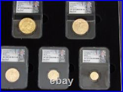 Donald J. Trump 45th President 2024 First Releases MS 70, 5-Piece Gold Coin Set