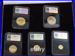 Donald J. Trump 45th President 2024 First Releases MS 70, 5-Piece Gold Coin Set