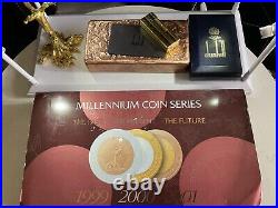 Dunhill 14k Gold, 2 Lines Design + Millennium Coin Series, Past, Present, Future