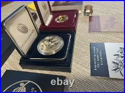 End of World War II 75th Anniversary 24-Karat Gold Coin & Silver Medal IN HAND