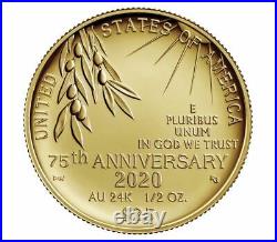 End of World War II US 75th Anniversary 24-Karat Gold Coin 20XG NEW Collectible