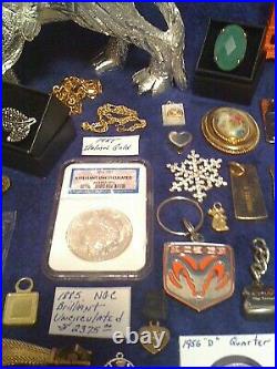 Estate Junk Drawer Includes Gold SilverAntique CoinsJewelry And More