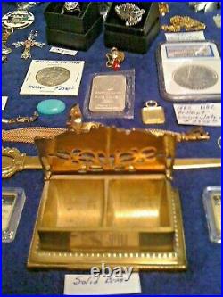 Estate Junk Drawer Includes Gold SilverAntique CoinsJewelry And More