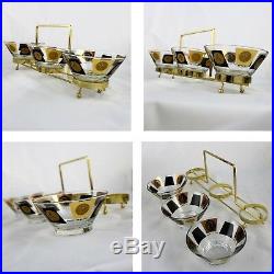 Extensive Set of 22-Karat Gold and Black Coin Barware and Glasses by Cera MCM