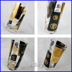 Extensive Set of 22-Karat Gold and Black Coin Barware and Glasses by Cera MCM