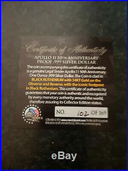 Extremely Rare! Apollo 11 50th Anniversary Silver/Gold 24K Curved LE of 169 Coin