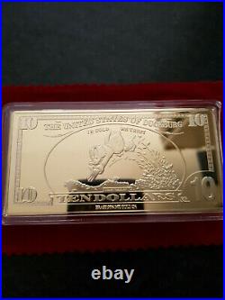 Extremely Rare! Uncle Scrooge Ten Dollar Duckburg Gold Banknote LE 150 Coin Bar