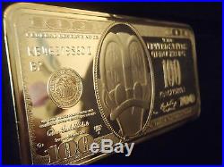 Extremely Rare! Walt Disney Scrooge McDuck 100 Dollar Buckeyes Giant Gold Bar LE