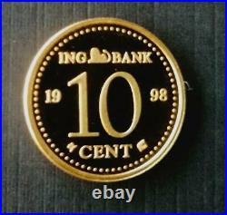 Extremely Rare! Walt Disney Scrooge McDuck 18K Gold ING Bank Lucky 10 Cent Coin