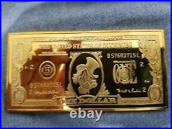 Extremely Rare! Walt Disney Uncle Scrooge $1 Duckburg Gold Banknote LE Bar Coin