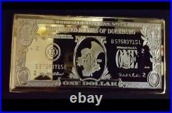 Extremely Rare! Walt Disney Uncle Scrooge $1 Duckburg Gold Banknote LE Bar Coin