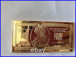 Extremely Rare! Walt Disney Uncle Scrooge $5 Duckburg Gold Banknote LE Bar Coin