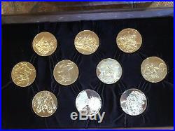 FRANKLIN MINT 24K GOLD ELECTROPLATE ON STERLING SILVER 50 COINS about 2 oz each