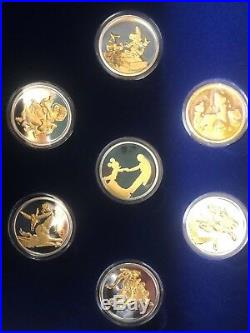 Fantasia 50th Anniversary Match Serial # Set 7 Piece Silver With Gold 22kt Overl