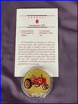 Farmall Tractor Coin 1 oz. 999 Fine Silver 1940 H in Color Gold Collectible