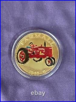 Farmall Tractor Coin 1 oz. 999 Fine Silver 1940 H in Color Gold Collectible