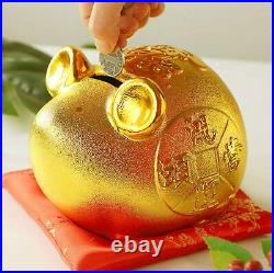 Feng Shui Golden Piggy Bank Good Luck Chinese Zodiac Rat/Mouse Coin box USA