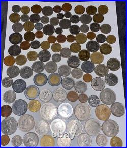 Foreign coin collection from all over the world Queen Elizabeth 1+lb of coins