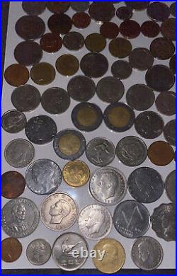 Foreign coin collection from all over the world Queen Elizabeth 1+lb of coins