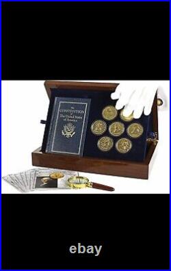 Founding Fathers of America gold-plated Mint Coin Collection & case New