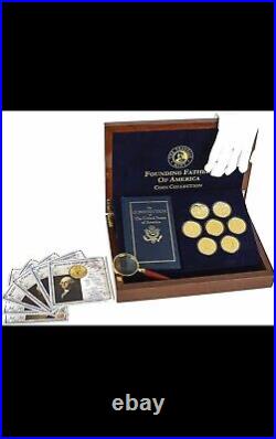 Founding Fathers of America gold-plated Mint Coin Collection & case New