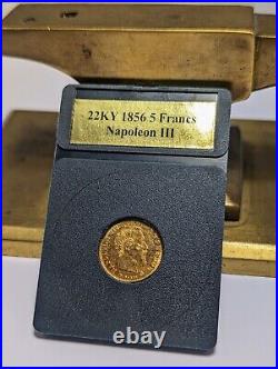 France 5 Francs 1856 A 22ky Gold Coin- Napoleon III In Collectable Case