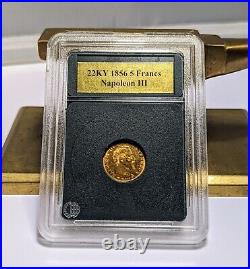 France 5 Francs 1856 A 22ky Gold Coin- Napoleon III In Collectable Case