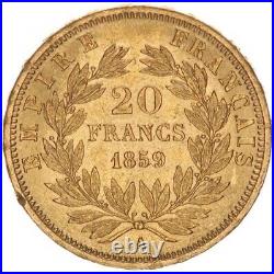 France Napoleon III Gold 20 Francs XF 1859 A Au. 900 6,45g Coin Collectible