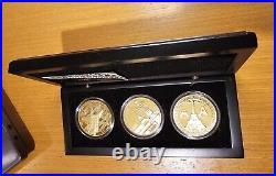 France Paris Eiffel Tower Commemorative Gold Plated 3 UNC Coins Collection
