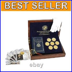 Franklin Mint 7-Piece Gold-Plated Founding Fathers Coin Collection Gift Set