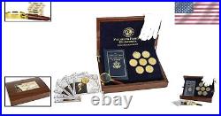 Franklin Mint Founding Fathers Coin Collection 7 Gold-Plated Commemoratives